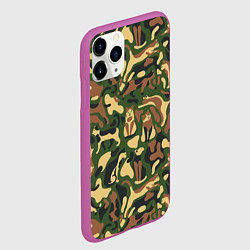 Чехол iPhone 11 Pro матовый Коты и кошки - камуфляж, цвет: 3D-фиолетовый — фото 2