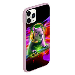 Чехол iPhone 11 Pro матовый Capybara is an avid gamer, цвет: 3D-розовый — фото 2