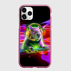 Чехол iPhone 11 Pro матовый Capybara is an avid gamer, цвет: 3D-малиновый