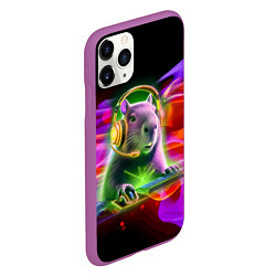 Чехол iPhone 11 Pro матовый Capybara is an avid gamer, цвет: 3D-фиолетовый — фото 2