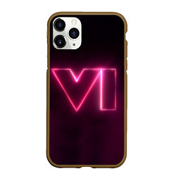 Чехол iPhone 11 Pro матовый GTA 6 Neon, цвет: 3D-коричневый