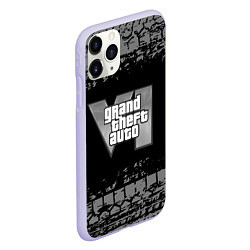 Чехол iPhone 11 Pro матовый GTA 6 следы шин, цвет: 3D-светло-сиреневый — фото 2