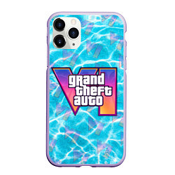 Чехол iPhone 11 Pro матовый GTA 6 басейн, цвет: 3D-светло-сиреневый