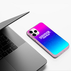 Чехол iPhone 11 Pro матовый Stranger Things gradient colors, цвет: 3D-розовый — фото 2