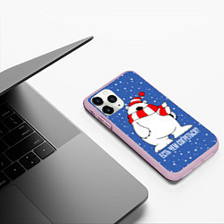 Чехол iPhone 11 Pro матовый Белый медведь - есть чем согреться, цвет: 3D-розовый — фото 2