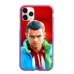 Чехол iPhone 11 Pro матовый Слово пацана в стиле аниме - мазки краски, цвет: 3D-фиолетовый