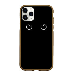 Чехол iPhone 11 Pro матовый Кошачьи глаза во тьме, цвет: 3D-коричневый