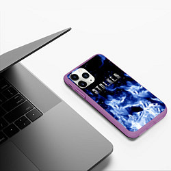 Чехол iPhone 11 Pro матовый Stalker огненный синий стиль, цвет: 3D-фиолетовый — фото 2