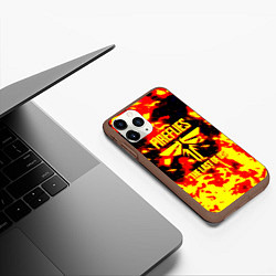 Чехол iPhone 11 Pro матовый The last of us огненное лого цикады, цвет: 3D-коричневый — фото 2