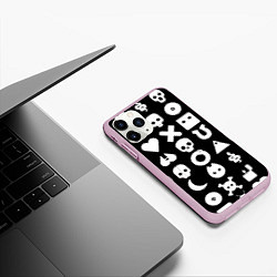 Чехол iPhone 11 Pro матовый Любовь смерть и роботы паттерн, цвет: 3D-розовый — фото 2