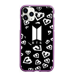 Чехол iPhone 11 Pro матовый BTS band black kpop, цвет: 3D-фиолетовый