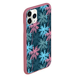 Чехол iPhone 11 Pro матовый Паттерн - пальмы, цвет: 3D-малиновый — фото 2