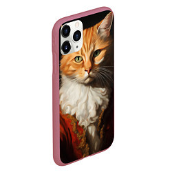 Чехол iPhone 11 Pro матовый Знатный кот, цвет: 3D-малиновый — фото 2