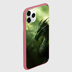 Чехол iPhone 11 Pro матовый Зеленый лесной дракон символ 2024 года, цвет: 3D-малиновый — фото 2