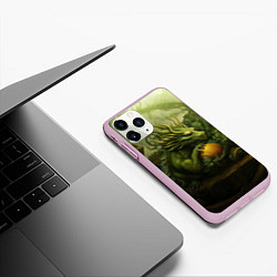 Чехол iPhone 11 Pro матовый Зеленый лесной дракон символ 2024 года, цвет: 3D-розовый — фото 2