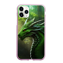 Чехол iPhone 11 Pro матовый Зеленый лесной дракон символ 2024 года, цвет: 3D-розовый