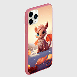 Чехол iPhone 11 Pro матовый Дракон у новогодних елочек, цвет: 3D-малиновый — фото 2