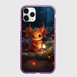 Чехол iPhone 11 Pro матовый Дракошка и огоньки