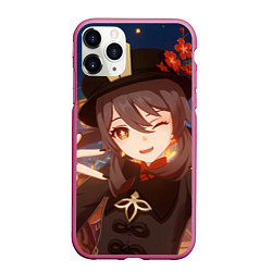 Чехол iPhone 11 Pro матовый Genshin Impact Hu Tao smile, цвет: 3D-малиновый