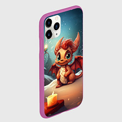Чехол iPhone 11 Pro матовый Новый год дракон 2024, цвет: 3D-фиолетовый — фото 2