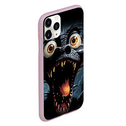 Чехол iPhone 11 Pro матовый Удивленный черный дракон, цвет: 3D-розовый — фото 2