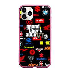 Чехол iPhone 11 Pro матовый GTA6 автобренды, цвет: 3D-малиновый