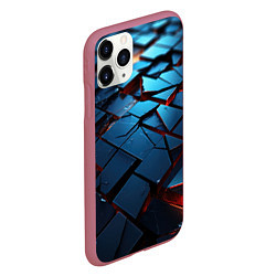 Чехол iPhone 11 Pro матовый Синие битые плитки, цвет: 3D-малиновый — фото 2