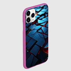 Чехол iPhone 11 Pro матовый Синие битые плитки, цвет: 3D-фиолетовый — фото 2