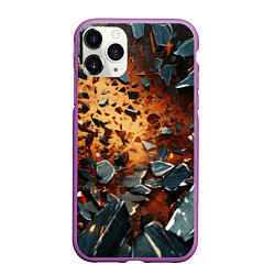 Чехол iPhone 11 Pro матовый Летящие камни и взрыв