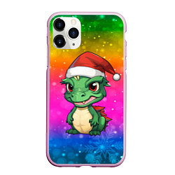 Чехол iPhone 11 Pro матовый Дракон радужный фон