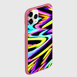 Чехол iPhone 11 Pro матовый Экспрессивная неоновая абстракция, цвет: 3D-малиновый — фото 2
