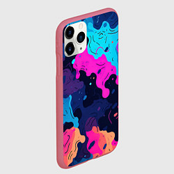 Чехол iPhone 11 Pro матовый Яркие кислотные разноцветные пятна в виде камуфляж, цвет: 3D-малиновый — фото 2
