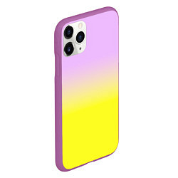 Чехол iPhone 11 Pro матовый Бледно-розовый и ярко-желтый градиент, цвет: 3D-фиолетовый — фото 2