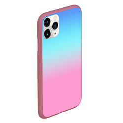 Чехол iPhone 11 Pro матовый Синий и голубо-розовый градиент, цвет: 3D-малиновый — фото 2