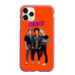 Чехол iPhone 11 Pro матовый Green Day trio, цвет: 3D-малиновый