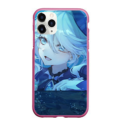 Чехол iPhone 11 Pro матовый Genshin Impact Furina happy, цвет: 3D-малиновый