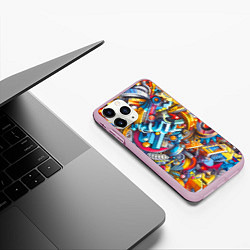 Чехол iPhone 11 Pro матовый Фантазийный паттерн - граффити, цвет: 3D-розовый — фото 2