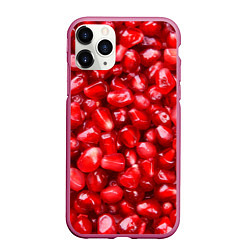 Чехол iPhone 11 Pro матовый Спелые зёрна граната, цвет: 3D-малиновый