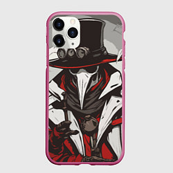 Чехол iPhone 11 Pro матовый Красный чумной доктор, цвет: 3D-малиновый
