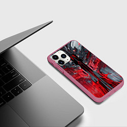 Чехол iPhone 11 Pro матовый Каменная адская броня красная, цвет: 3D-малиновый — фото 2