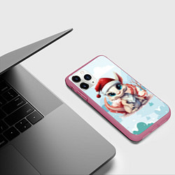 Чехол iPhone 11 Pro матовый Милый новогодний дракон 2024 год, цвет: 3D-малиновый — фото 2