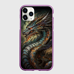 Чехол iPhone 11 Pro матовый Древний пещерный дракон символ 2024, цвет: 3D-фиолетовый