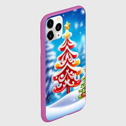Чехол iPhone 11 Pro матовый Сказочные ёлки, цвет: 3D-фиолетовый — фото 2