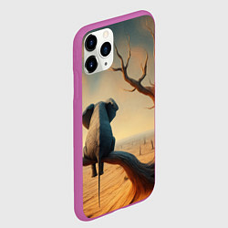Чехол iPhone 11 Pro матовый Слон сидит на ветке сухого дерева, цвет: 3D-фиолетовый — фото 2