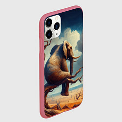 Чехол iPhone 11 Pro матовый Слон сидит на ветке дерева в пустыне, цвет: 3D-малиновый — фото 2