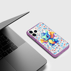 Чехол iPhone 11 Pro матовый Дракон милый новогодний 2024 символ года, цвет: 3D-фиолетовый — фото 2