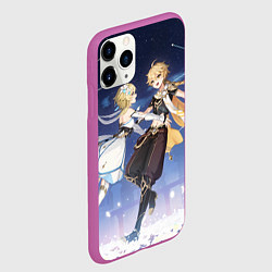 Чехол iPhone 11 Pro матовый Genshin Impact Aether Lumine, цвет: 3D-фиолетовый — фото 2