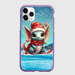 Чехол iPhone 11 Pro матовый Малыш милый дракон 2024 года, цвет: 3D-фиолетовый