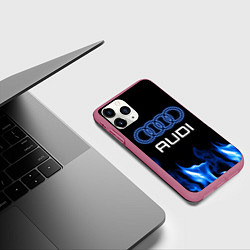 Чехол iPhone 11 Pro матовый Audi neon art, цвет: 3D-малиновый — фото 2