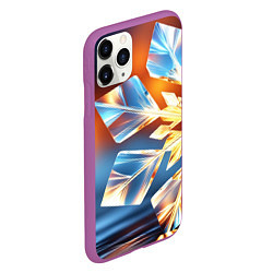 Чехол iPhone 11 Pro матовый Реалистичная снежинка на теплом фоне, цвет: 3D-фиолетовый — фото 2